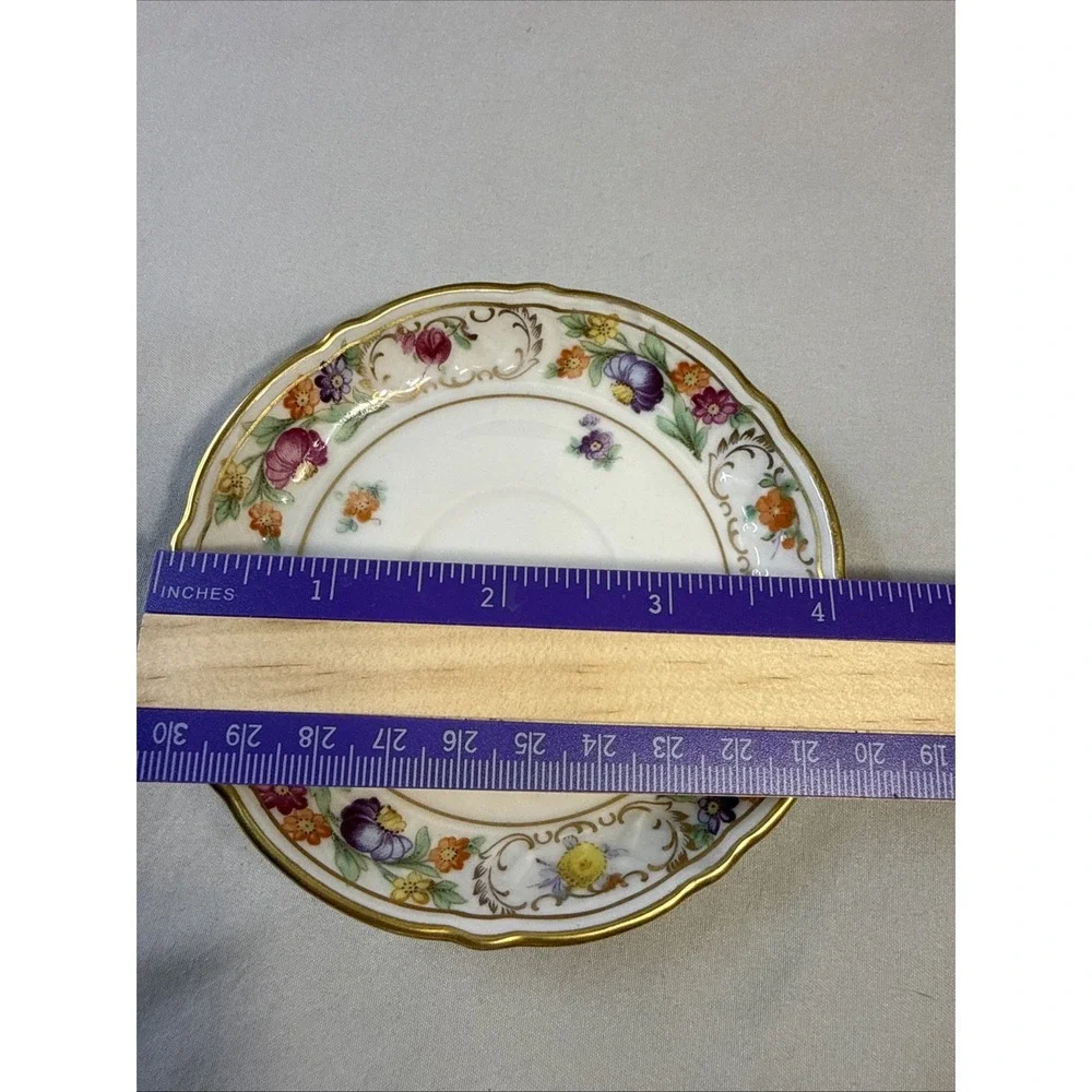 Antique Dresden Schumann Empress Floral Coffee Tea Cup & Saucer